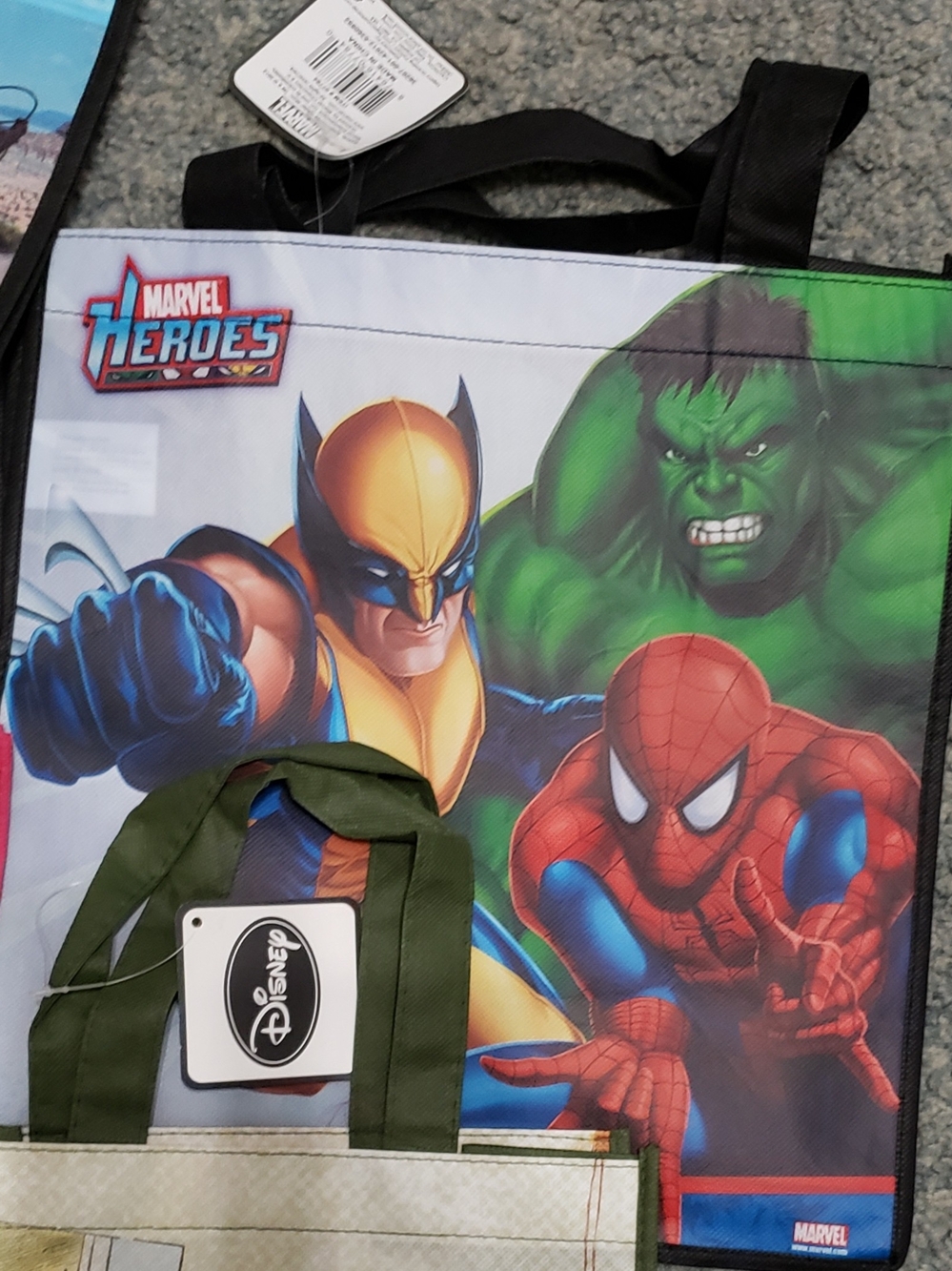 NWT - Disney Marvel Heroes Green, Red, Blue Tote Bag 13x13x6